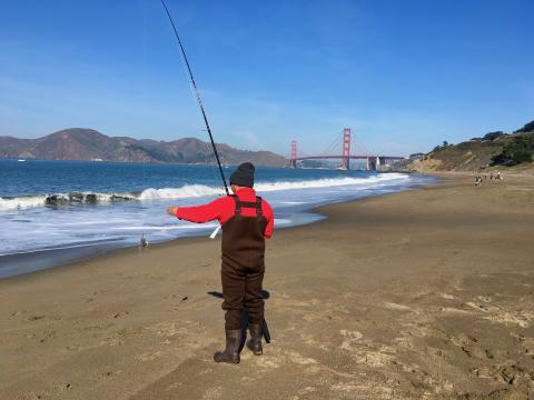 Photo : Pêcheurs de ces sur une plage à San Francisco